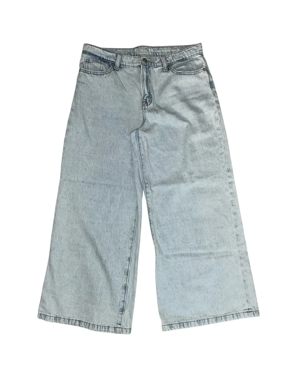 EUC GAP Kids High Rise Stride Wide-Leg Ankle Jeans 16 Plus Light Wash Y2K
